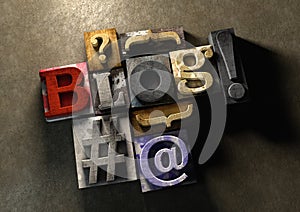 Wooden printing blocks form Blog title. Concept for blogging, bl
