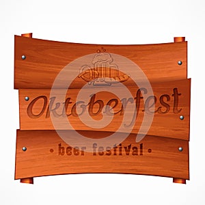 Wooden pub signboard with Octoberfest lettering