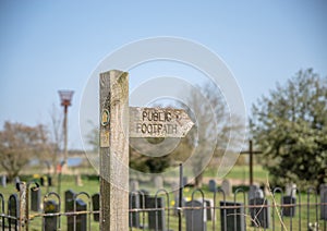 Wooden Public Footpath Sign on post