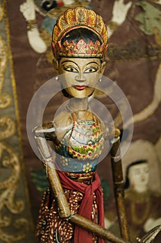 Wooden puppet in bali indonesia