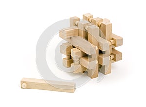 Wooden Puzzle with One Pulled Piece