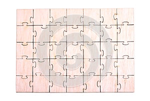 Wooden puzzle pattern on white background