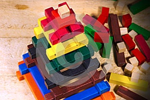Wooden Pyramid - Toy with Colorful Pieces