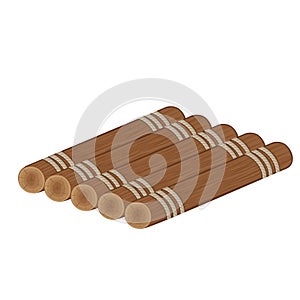 wooden raft made of logs and boards, color isolated vector illustration in cartoon style photo