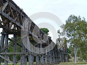 The wooden rail viaduct in Gundagai