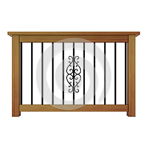 Wooden railing with decor metal balusters