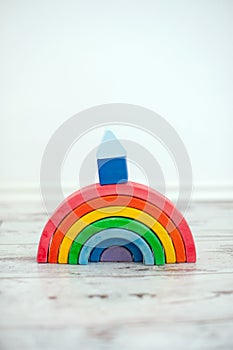 A rainbow with a cubbyhole on it