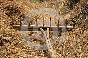 Wooden rake for hay