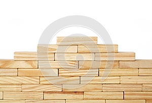 Wooden rectangles arranged differently over a white background. Copy space. Cover background template for the presentation, brochu