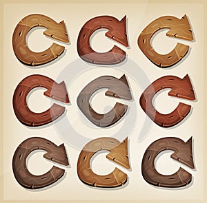 Wooden Refresh Arrows Icons For Ui Game