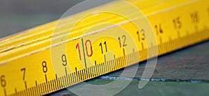 Wooden retro folding ruler, work tool banner