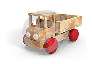 Wooden retro toy car 3d model