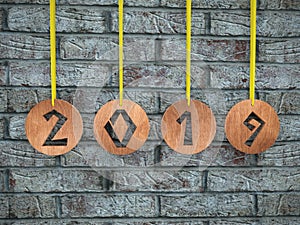 Wooden ringlets with cut out 2019 date