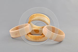 Wooden rings made by a wood turner