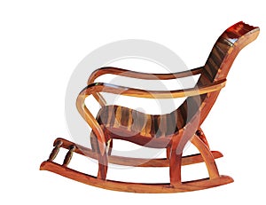 Wooden rocking chair isolated with clipping path.