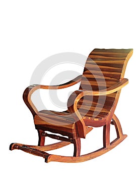 Wooden rocking chair isolated with clipping path.