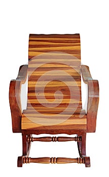 Wooden rocking chair isolated with clipping path.