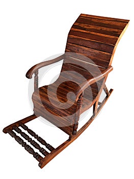 Wooden rocking chair isolated on white background.