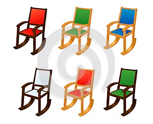 Wooden rocking chairs with soft seat backrest