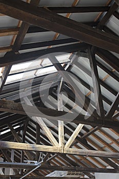 Wooden roof beams