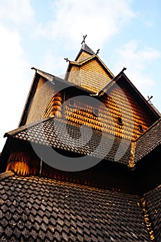 Wooden roof elements of the stave church, Norway