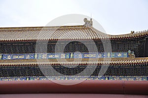 Wooden Roof of Meridian Gate from the Palace Museum of the Forbidden City in Beijing