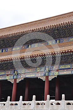 Wooden Roof painting design of Meridian Gate in the Palace Museum from the Forbidden City in Beijing
