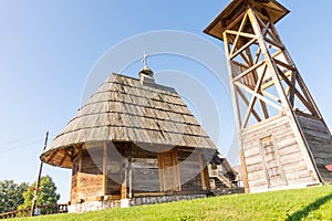 Wooden roof of St. Sava Church in Drvengrad of Kusturica, Serbia