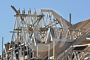 Wooden roof under construction