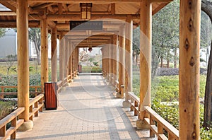 Wooden roofed corridor