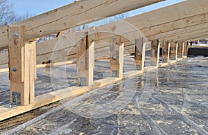 Wooden roofing construction frame, new roof skeleton