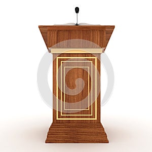 Wooden Rostrum Stand with Microphone