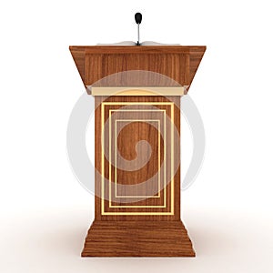 Wooden Rostrum Stand with Microphone photo