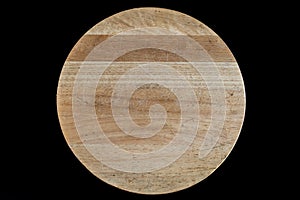 Wooden round cutting board directly from above