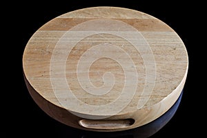 Wooden round cutting board from high angle