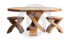Wooden round table isolated