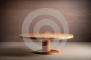 Plain texture wooden round table mockup for product photography, mockup template, empty simple studio photo