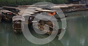 Wooden row boat