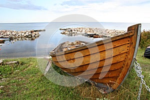 Wooden rowboat