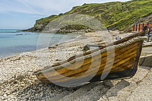 Wooden rowing boat photo