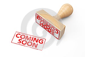 Wooden Rubber Stamp with Coming Soon Sign