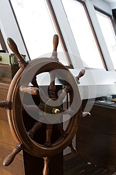 Wooden rudder and navigational equipment