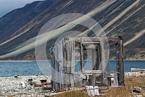 Wooden ruins on the seashore