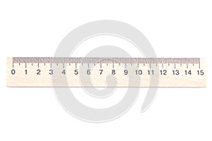 Wooden ruler. school supplies. on white background isolated