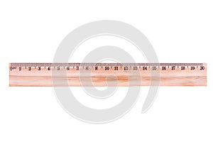 Wooden ruler on white background