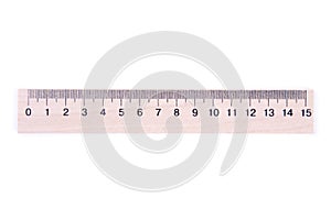 Wooden ruler on white background