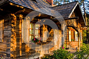 Wooden rural house in Poland, Roztocze region