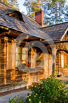 Wooden rural house in Poland, Roztocze region