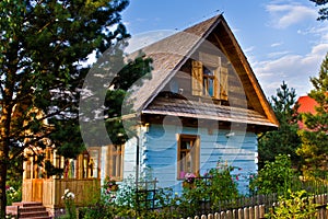 Wooden rural house in Poland, Roztocze region