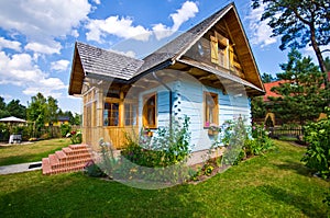 Wooden rural house in Poland, Roztocze region